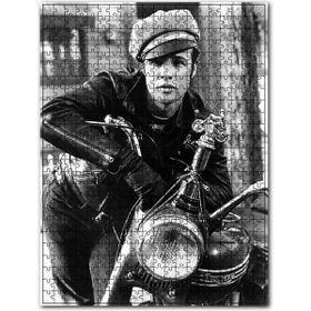 Cakapuzzle Marlon Brando Kasketli Motorsiklet Sürücüsü Ahşap 1000 Parça Puzzle