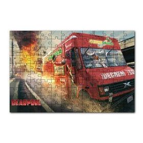 Cakapuzzle Marvel Deadpool ve Kırmızı Minibüs 120 Parça Ahşap Puzzle