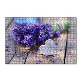 Cakapuzzle Masada Buket Lavanta ve Tahta Kalp 120 Parça Ahşap Puzzle