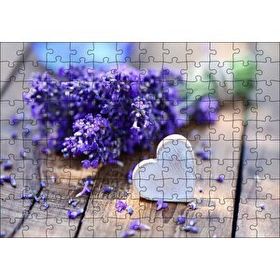 Cakapuzzle Masada Buket Lavanta ve Tahta Kalp 120 Parça Ahşap Puzzle