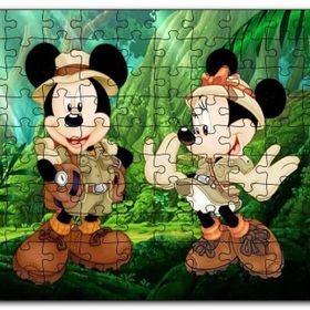 Cakapuzzle Masaüstünde Mickey Maus ve Minnie Mouse Safari Mdf 255 Parça Puzzle