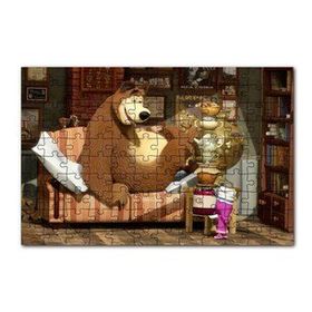 Cakapuzzle Masha Ayıyı Çay İçmeye Çağırır Görseli 120 Parça Ahşap Puzzle