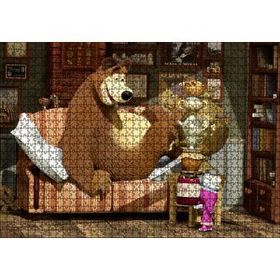 Cakapuzzle Masha Ayıyı Çay İçmeye Çağırır Görseli 120 Parça Ahşap Puzzle