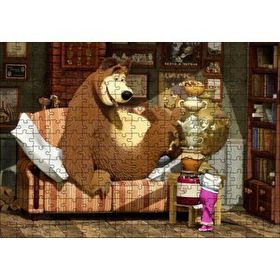 Cakapuzzle Masha Ayıyı Çay İçmeye Çağırır Görseli 120 Parça Ahşap Puzzle