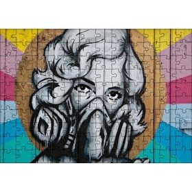 Cakapuzzle Maskeli Kadın Duvar Boyama 120 Parça Ahşap Puzzle