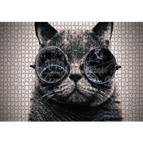 Cakapuzzle Matematik İşlemli Gözlüklü Kedi 120 Parça Ahşap Puzzle
