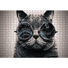 Cakapuzzle Matematik İşlemli Gözlüklü Kedi 120 Parça Ahşap Puzzle