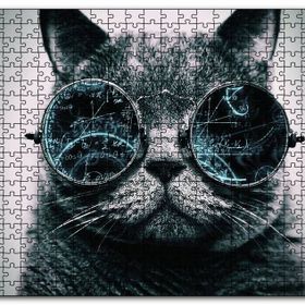 Cakapuzzle Matematik İşlemli Gözlüklü Kedi Ahşap 500 Parça Puzzle