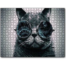Cakapuzzle Matematik İşlemli Gözlüklü Kedi Ahşap 500 Parça Puzzle