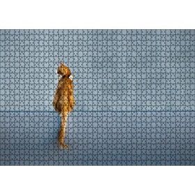 Cakapuzzle Mavi Duvar Önündeki Sarı Kedi 120 Parça Ahşap Puzzle