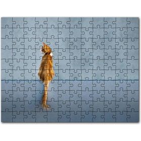 Cakapuzzle Mavi Duvar Önündeki Sarı Kedi Mdf 120 Parça Puzzle