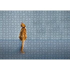 Cakapuzzle Mavi Duvar Önündeki Sarı Kedi Mdf 500 Parça Puzzle