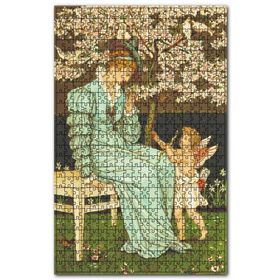 Cakapuzzle Mavi Elbiseli Kadın ve Eros Ahşap 1000 Parça Puzzle