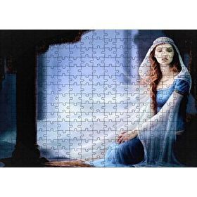 Cakapuzzle Mavi Elbiseli Kadın ve Sütunlar 120 Parça Ahşap Puzzle