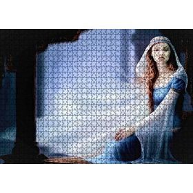 Cakapuzzle Mavi Elbiseli Kadın ve Sütunlar 120 Parça Ahşap Puzzle