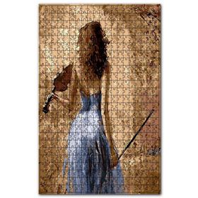 Cakapuzzle Mavi Elbiseli Kemancı Kadın Ahşap 1000 Parça Puzzle