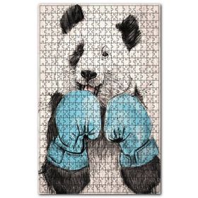 Cakapuzzle Mavi Eldivenli Ahşap Zeminde Boksör Ayı Ahşap 255 Parça Puzzle