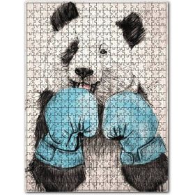 Cakapuzzle Mavi Eldivenli Ahşap Zeminde Boksör Ayı Ahşap 255 Parça Puzzle