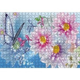 Cakapuzzle Mavi Kelebekler Çiçekler 120 Parça Puzzle