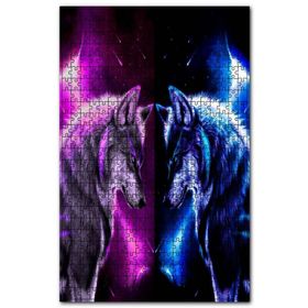 Cakapuzzle Mavi Mor Işıkta Kurtlar Ahşap 1000 Parça Puzzle