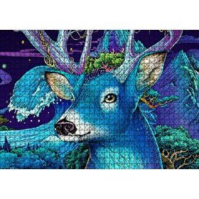 Cakapuzzle Mavi Temalı Geyik Yakın Plan 1000 Parça Puzzle