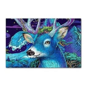 Cakapuzzle Mavi Temalı Geyik Yakın Plan 120 Parça Ahşap Puzzle