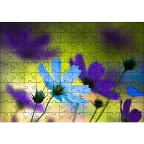 Cakapuzzle Mavi ve Mor Çiçekler Yapboz MDF Puzzle