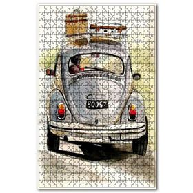 Cakapuzzle Mavi Vosvos ve Tavanında Valizler Suluboya Ahşap 255 Parça Puzzle