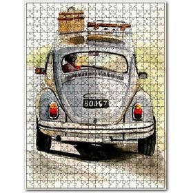 Cakapuzzle Mavi Vosvos ve Tavanında Valizler Suluboya Ahşap 255 Parça Puzzle