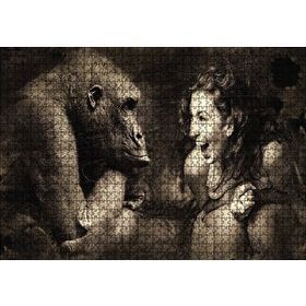 Cakapuzzle Maymun ve Gülümseyen kKadın 120 Parça Ahşap Puzzle