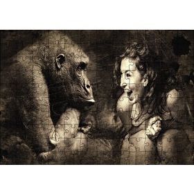 Cakapuzzle Maymun ve Gülümseyen kKadın 120 Parça Ahşap Puzzle
