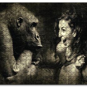 Cakapuzzle Maymun ve Gülümseyen Kkadın Ahşap 500 Parça Puzzle