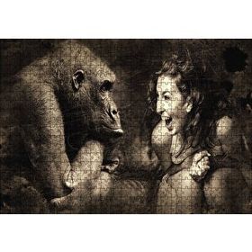 Cakapuzzle Maymun ve Gülümseyen Kkadın Ahşap 500 Parça Puzzle