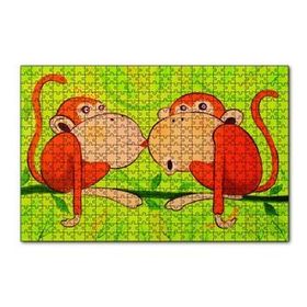 Cakapuzzle Maymunlar Aşk Öpücüğü 120 Parça Ahşap Puzzle