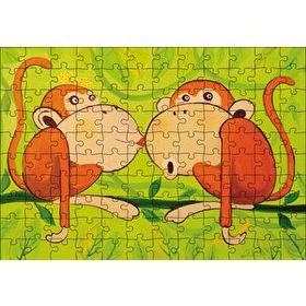 Cakapuzzle Maymunlar Aşk Öpücüğü 120 Parça Ahşap Puzzle