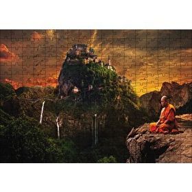 Cakapuzzle Meditasyon Yapan Budist Şato 120 Parça Ahşap Puzzle