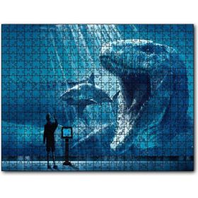 Cakapuzzle Megalodon Büyük Beyaz Köpekbalığı ve İnsan 255 Parça Puzzle