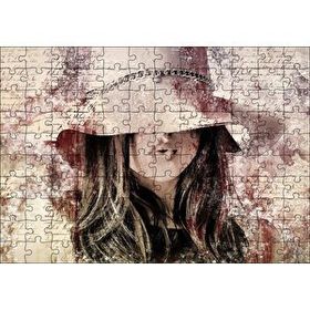Cakapuzzle Mektup Zeminde Gizemli Şapkalı Genç Kız 120 Parça Ahşap Puzzle