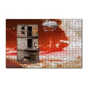 Cakapuzzle Metruk Bina Trapezciler ve Bulutlar 120 Parça Ahşap Puzzle