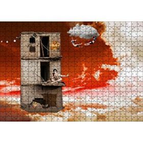 Cakapuzzle Metruk Bina Trapezciler ve Bulutlar 120 Parça Ahşap Puzzle