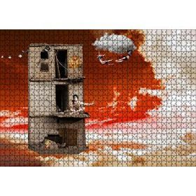Cakapuzzle Metruk Bina Trapezciler ve Bulutlar 120 Parça Ahşap Puzzle