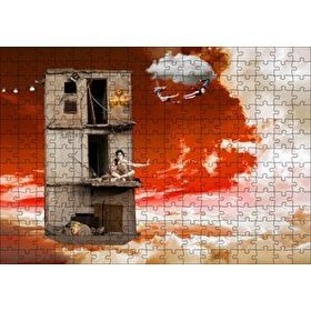 Cakapuzzle Metruk Bina Trapezciler ve Bulutlar 120 Parça Ahşap Puzzle
