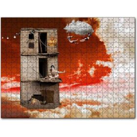 Cakapuzzle Metruk Bina Trapezciler ve Bulutlar Mdf 500 Parça Puzzle