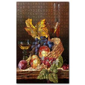 Cakapuzzle Meyveler Kadehler Yapraklar ve Sepet Ahşap 1000 Parça Puzzle