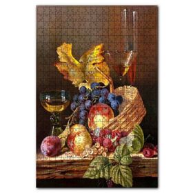 Cakapuzzle Meyveler Kadehler Yapraklar ve Sepet Ahşap 500 Parça Puzzle