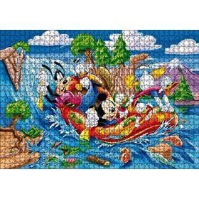 Cakapuzzle Mickey Mouse Donald Duck ve Nehirde Yelkenli Mdf 1000 Parça Puzzle