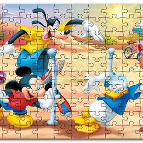 Cakapuzzle Mickey Mouse Goofy Donald Duck Plaj Voleybolu Mdf 120 Parça Puzzle