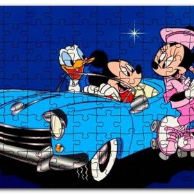 Cakapuzzle Mickey Mouse Minnie Mouse Donald Duck Otomobil Mdf 1000 Parça Puzzle
