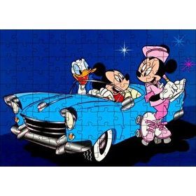 Cakapuzzle Mickey Mouse Minnie Mouse Donald Duck Otomobil Mdf 120 Parça Puzzle
