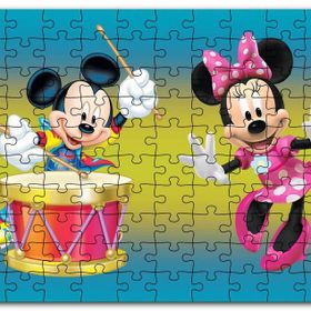 Cakapuzzle Mickey Mouse ve Davullu Minnie Mouse Mdf 120 Parça Puzzle